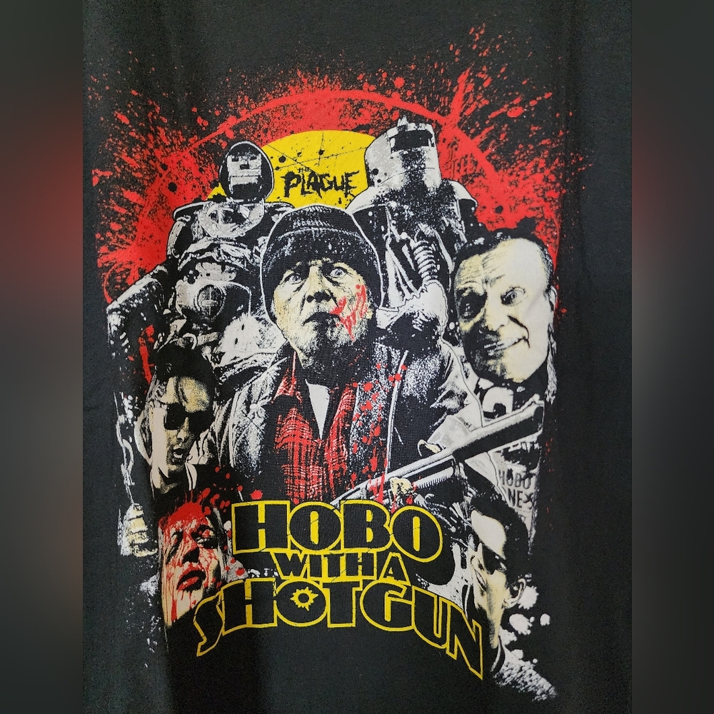 Fright Rags Black Graphic T-Shirt Hobo with a Shotgun Movie Design, Cotton, NWOT - Picture 2 of 3